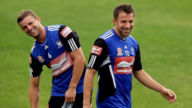 Jason Culina and Del Piero during practice session
