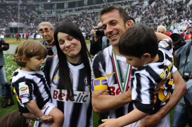 Del Piero with his wife and children