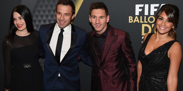 Del Piero and his wife with Lionel Messi couple