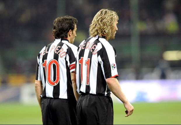 Pavel Nedved and Del Piero during a match