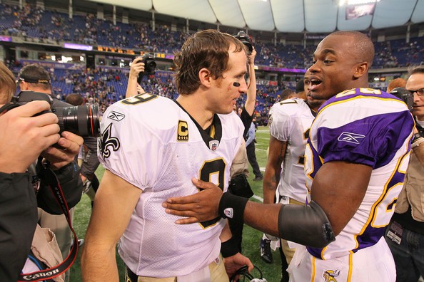 Drew Brees and Adrian Peterson