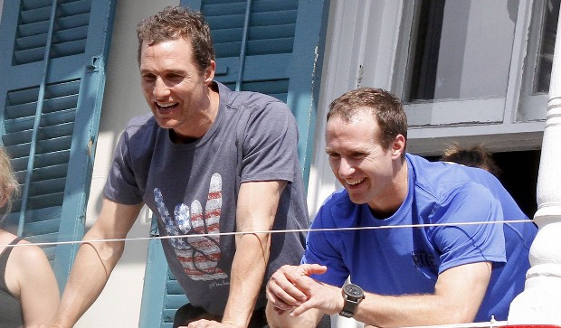 drew brees with actor Matthew McConaughey