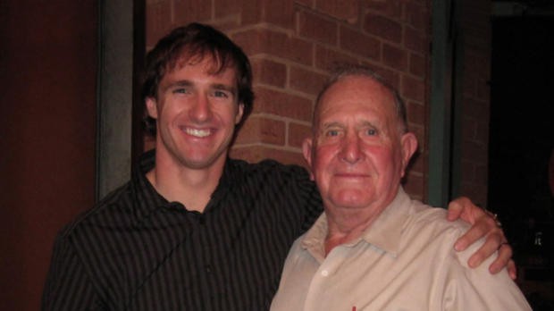 Drew Brees with his grand father Ray Akins