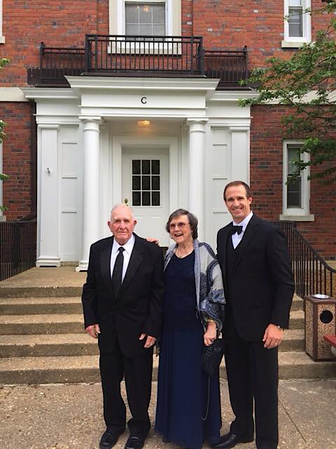 Drew Brees with his grand parents
