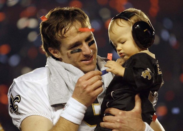 Drew Brees with his son Baylen Robert Brees