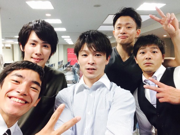 Kohei and teammates during their farewell party for Rio