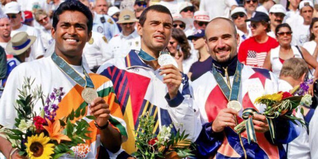 Leander Paes with his medal in 1990 Olympics