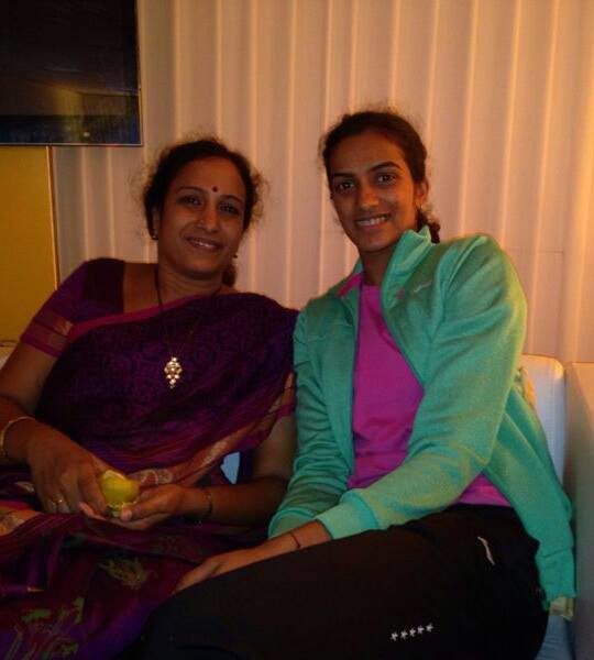 Sindhu and her mom in Australia during Australian Open