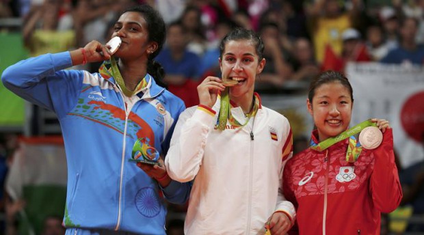 PV Sindhu with Gold and Bronze medal winners
