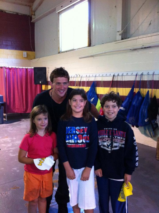Ryan with kids at Eastern states swim clinic