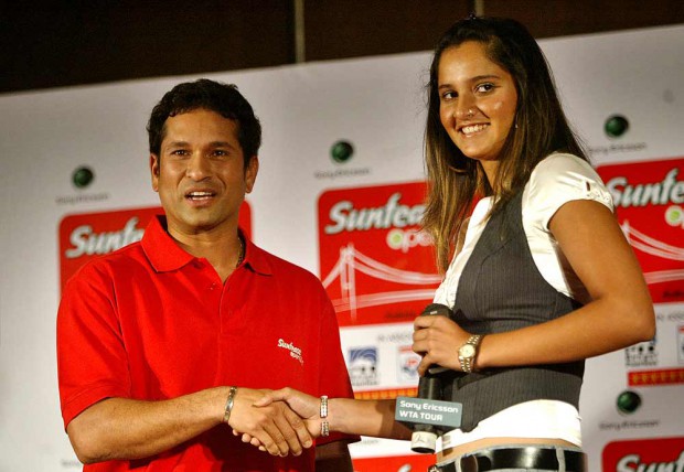 Sania Mirza with Indian Cricket legend Sachin Tendulkar