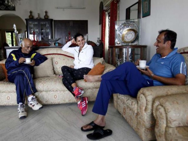 Sania with her dad and her uncle