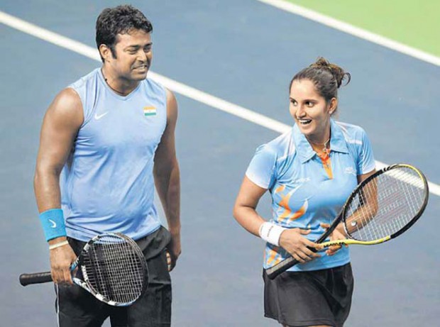 Sania Mirza and Leander Paes during a match