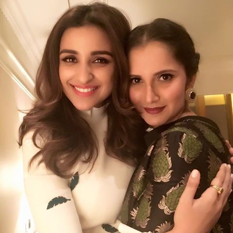 Sania Mirza with India actress Parineeti Chopra