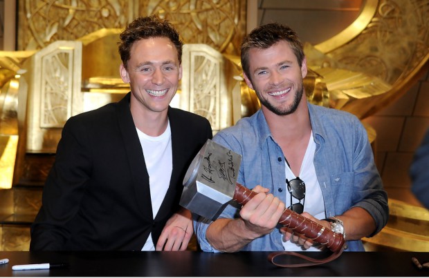 Tom Hiddleston and Chris Hemsworth