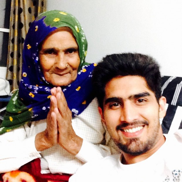 Vijender Singh with his grand mother